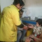 Malaria testing through RDT Kit By Asha during H.H visit at Slum Anand Nagar PC- Geeta Ramani FHI-EMBED-Health Dept, Agra. 24-02-2024