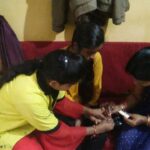 Malaria testing through RDT Kit By Asha during H.H visit at Slum Masta ki Bagichi PC- geeta FHI-EMBED-Health Dept, Agra. 14-03-2024